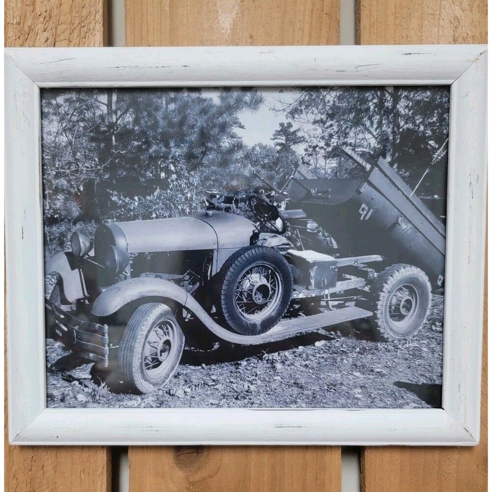Framed 8x10 Antique Truck Black & White Photo